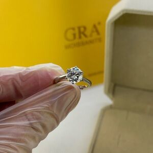 Solid Silver 2ct. Moissanite Women's Ring, D color, VVS1 grade, Hand-assembled